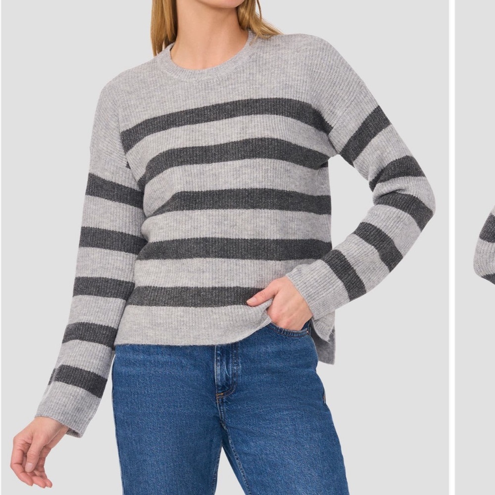 Halogen Gray and Black Striped Sweater size L NEW